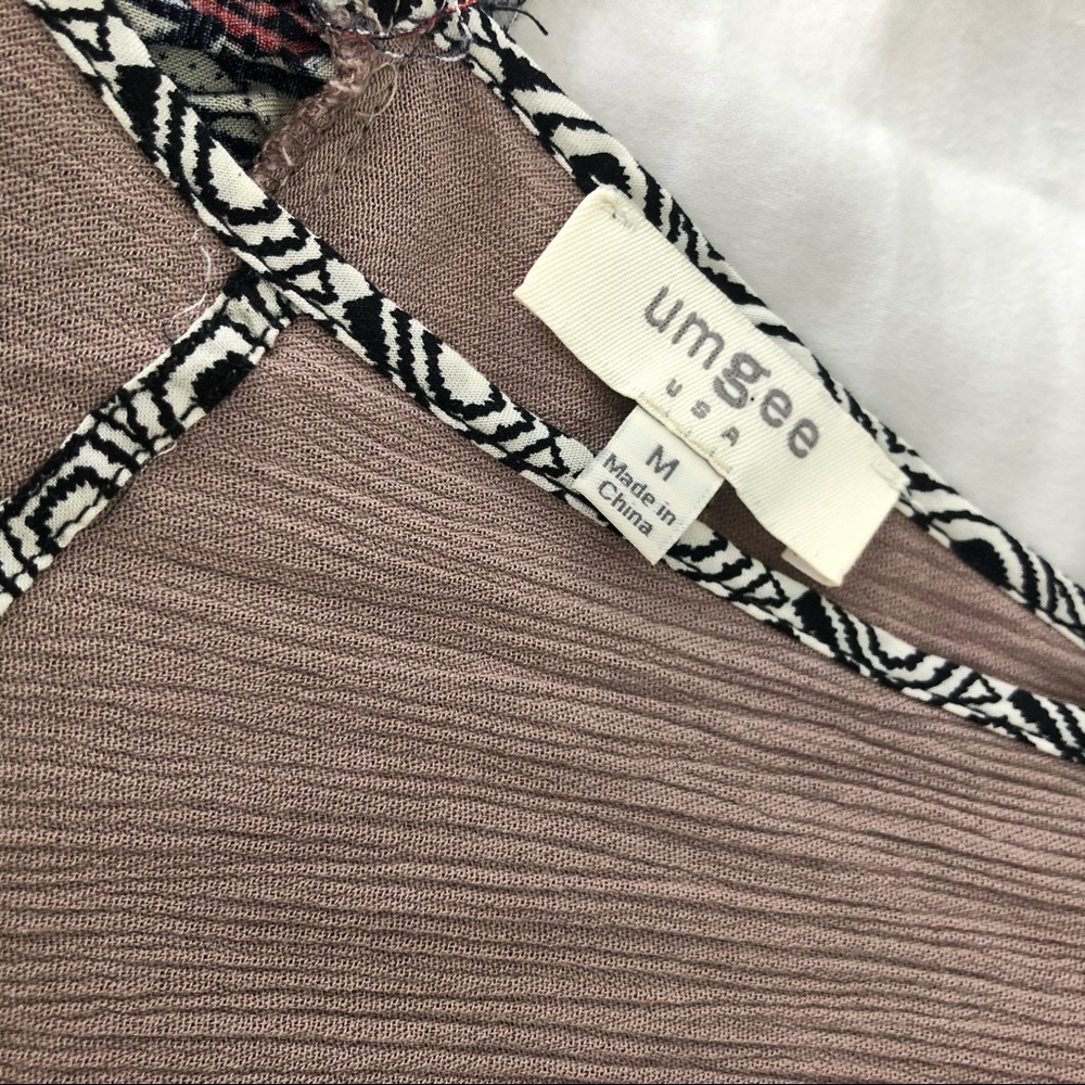 Umgee Mixed Pattern Printed Flowy Boho V-Neck Min… - image 4